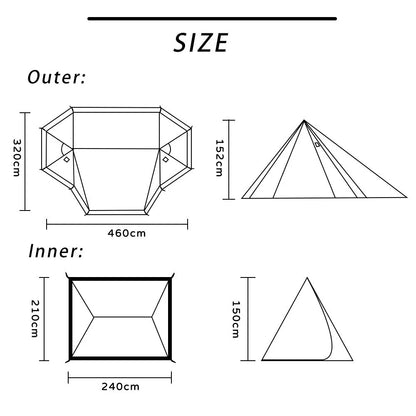 Top Lander 4 Person Tents for Camping Waterproof with Two Porch Hot Tent Bushcraft Shelter 4 Season Family Tent