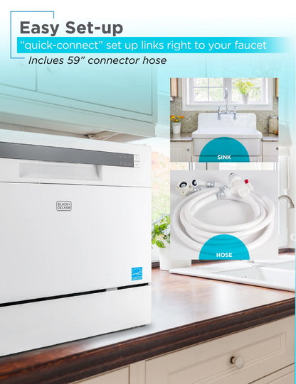 BLACK?Ӕ BCD6W Compact Countertop Dishwasher, 6 Place Settings, White