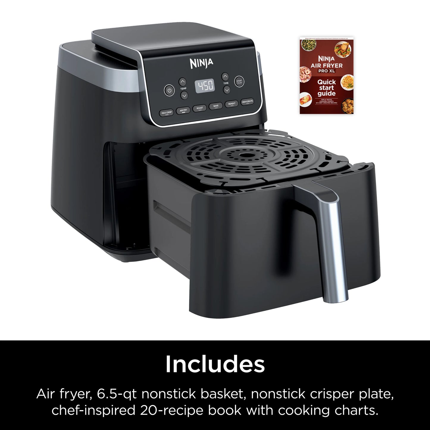 Ninja Air Fryer Pro XL 6-in-1 with 6.5 QT Capacity, Max Crisp, Air Fry, Air Roast, Bake, Reheat, Dehydrate
