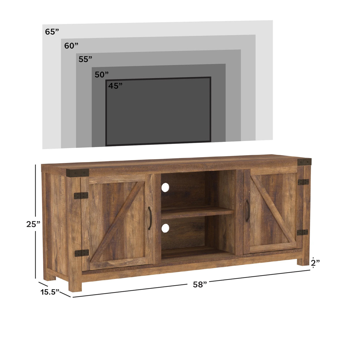 Walker Edison Modern Farmhouse Barn Door TV Stand for TVs up to 65", Grey Wash