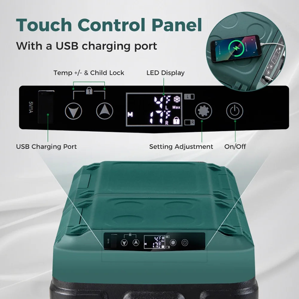 Spaco Dual Zone 12V Car Refrigerator for Vehicles Camping Travel Truck RV Boat Outdoor and Home Use-Green, Quart Portable Freezer Electric Cooler Car Refrigerator