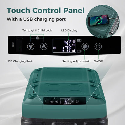 Spaco Dual Zone 12V Car Refrigerator for Vehicles Camping Travel Truck RV Boat Outdoor and Home Use-Green, Quart Portable Freezer Electric Cooler Car Refrigerator