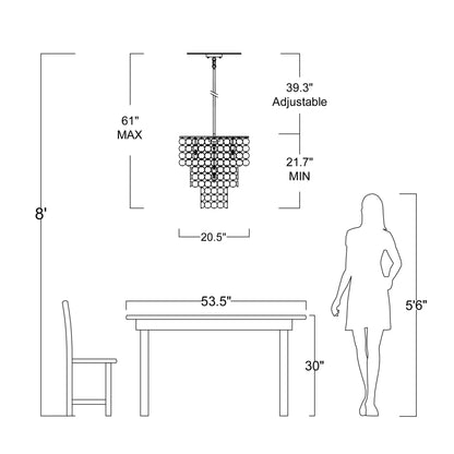 The Lighting Store Paula 4-Light Glossy Bronze Finish Chandelier with Natural White Shell - 20.5 inches in diameter x 21.7 inches H