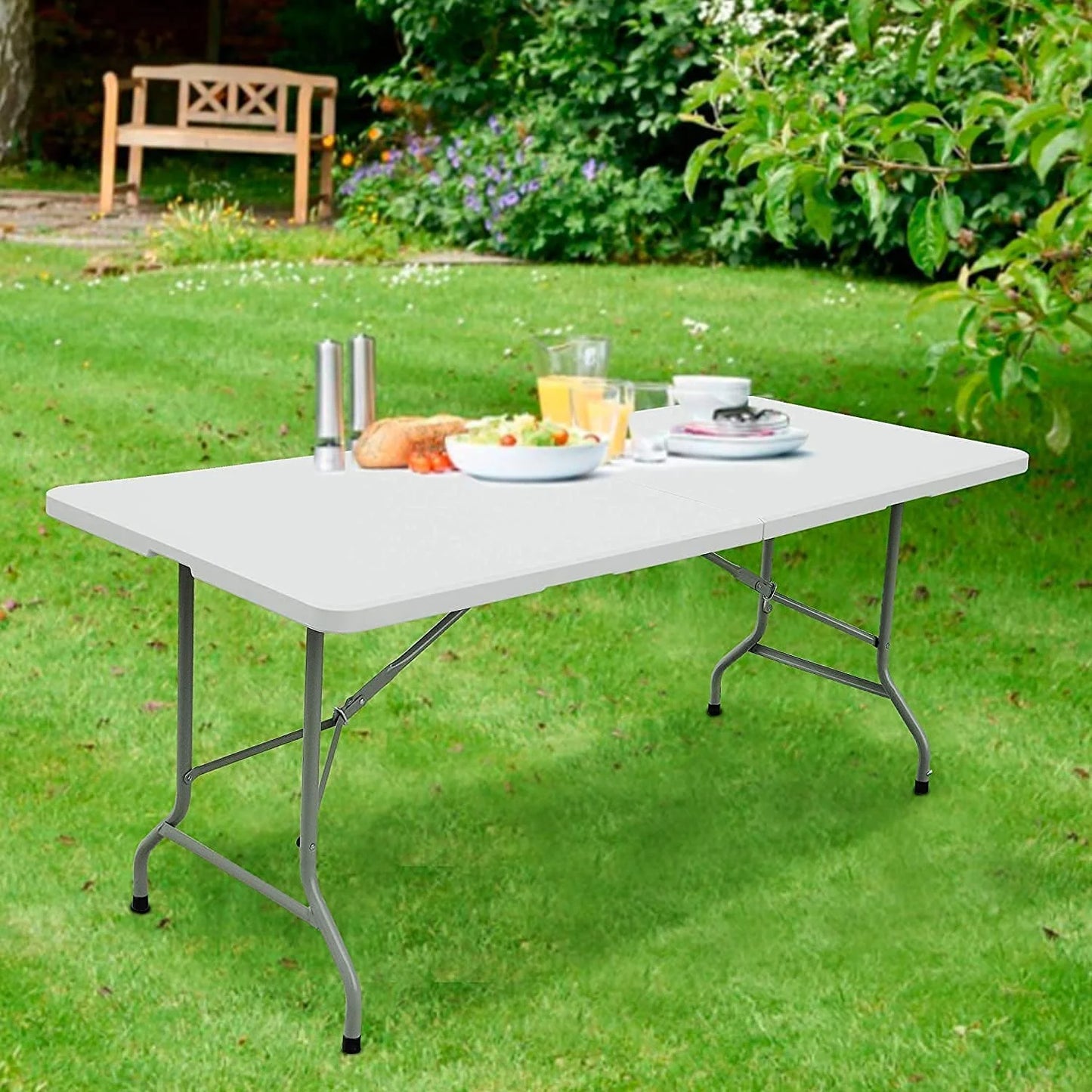Amazing for less 8ft Folding Table White Plastic Portable Long Foldable Tables Indoor Outdoor Party Picnic Camping Fold Table 8 Foot (4ft, 6ft, 8ft)