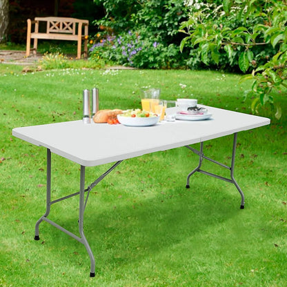 Amazing for less 8ft Folding Table White Plastic Portable Long Foldable Tables Indoor Outdoor Party Picnic Camping Fold Table 8 Foot (4ft, 6ft, 8ft)