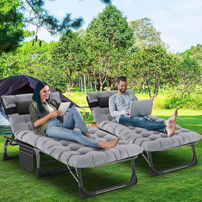 Slsy Folding Lounge Chair, 5-Position Adjustable Outdoor Reclining Chair, Folding Sleeping Bed Cot, Folding Chaise Lounge Chair for Pool Beach Patio Sunbathing