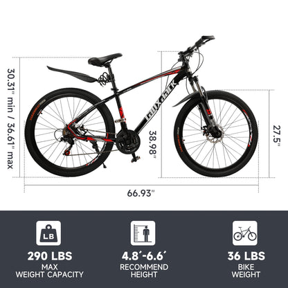 ARTUDATECH 27.5 Inch Mountain Bike, Shimano 21 Speed,  Dual Disc Brake Bike for Men Womens Adult, Full Suspension Bicycle