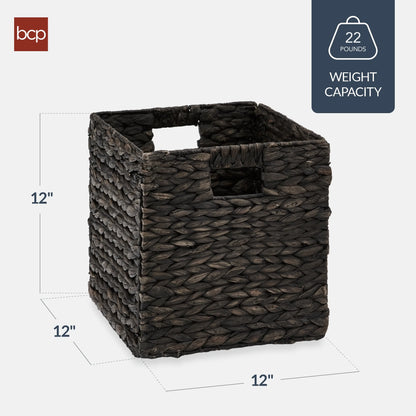 Best Choice Products 12x12in Hyacinth Baskets, Set of 5 Multipurpose Collapsible Organizers w/ Inserts - Natural