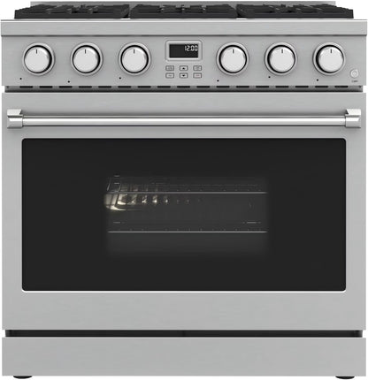 36 In. 6.0 Cu. Ft. Gas Freestanding Range with 6 Sealed Burners Gas Cooktop, Cast Iron Grates and Primary Convection Oven In Stainless Steel