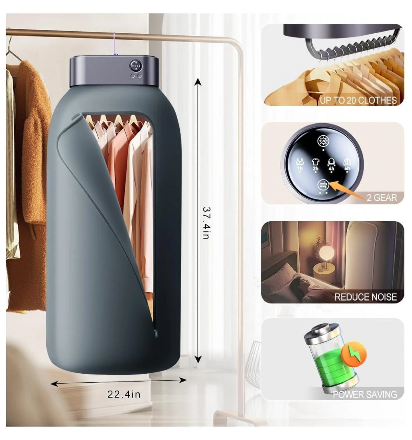 Portable Clothes Dryer Mini Clothes Dryer Save Space Folding Compact Dryer Machine With Dry Bag For Laundry Electric Portable Dryer For Camping ��Business Trip�� Travel ��Home And Apartment Grey