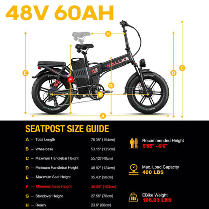 Wallke H9 AWD 3200W Dual Motor Electric Bike for Adult, 82Ah 48V Dual Battery Long Range e-Bicycle, 31-34MPH Fast Ebike, 20" Fat Tire Offroad Full Suspension Folding, 3mm Aluminum Alloy Frame,UL2849