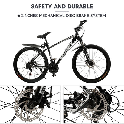 ARTUDATECH 27.5 Inch Mountain Bike, Shimano 21 Speed,  Dual Disc Brake Bike for Men Womens Adult, Full Suspension Bicycle