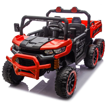 Xuanlur 24V 2 Seater Kids Ride on Car Truck, Ride on UTV W/ 2x200W Motor, 24 Volt Ride on Toys W/ Dump Bed/Shovel, Electric Car for Kids W/ Durable Tires, LED Light, Music, Remote Control, Black