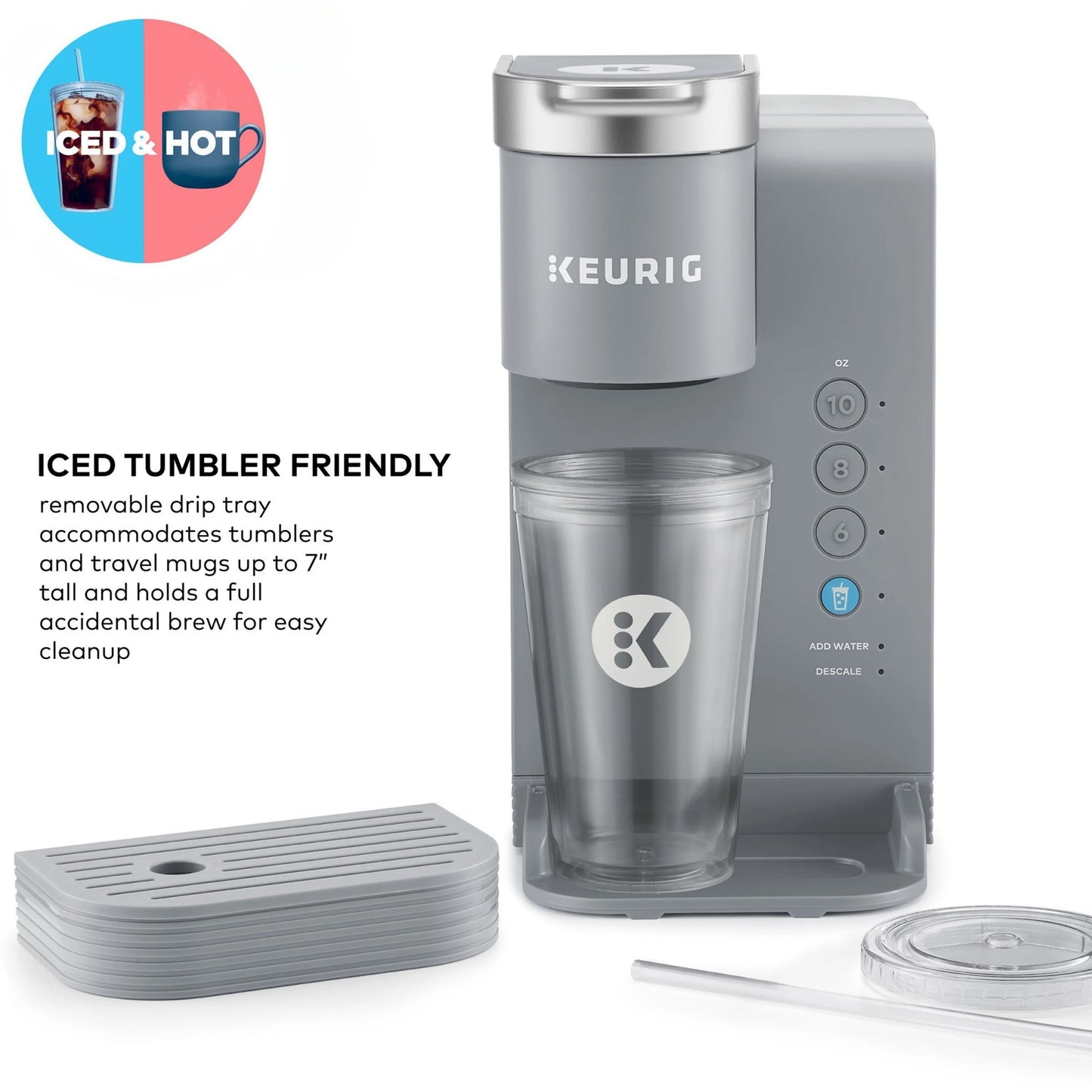Keurig K-Iced Essentials Iced and Hot Single-Serve K-Cup Pod Coffee Maker, White