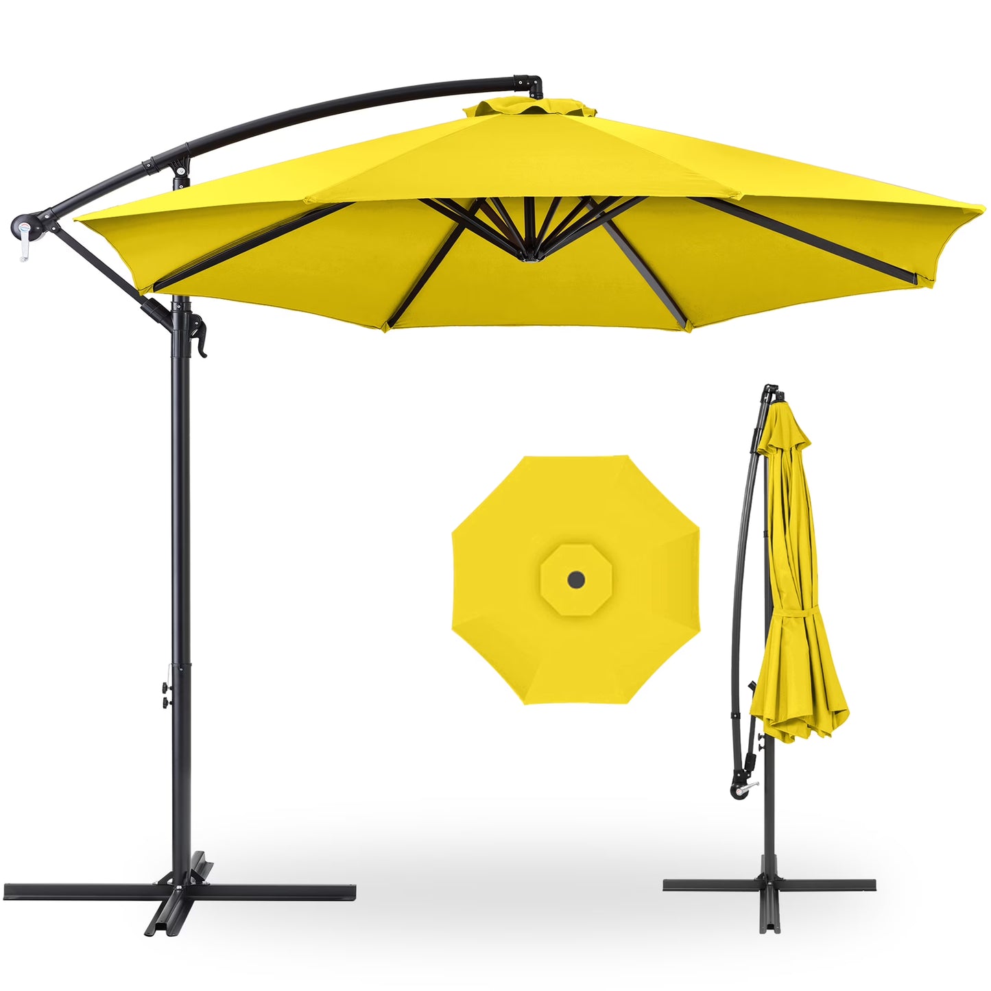 Best Choice Products 10ft Offset Hanging Outdoor Market Patio Umbrella w/ Easy Tilt Adjustment - Tan