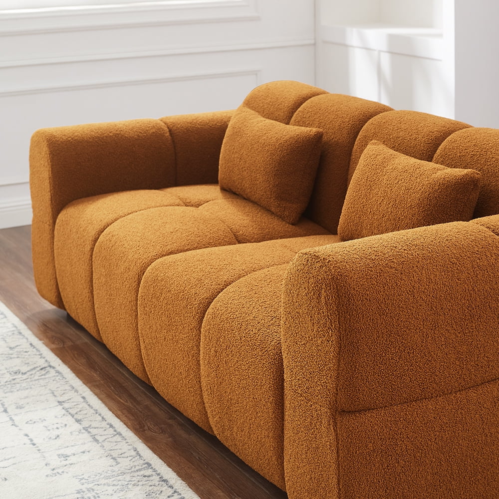 FREEHOMAE 80" Oversized Boucle Sofa Couch,Modern Loveseat,Deep Seat Love Seat,Mid Century Modern Sofa,Cloud Couch for Living Room,Apartment,Office,and Lounge,Black