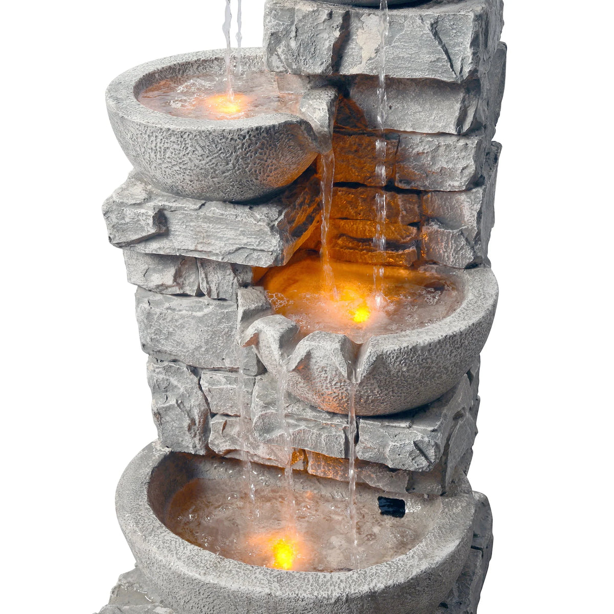 Teamson Home 33.25" Floor Water Fountain with LED Lights, Gray