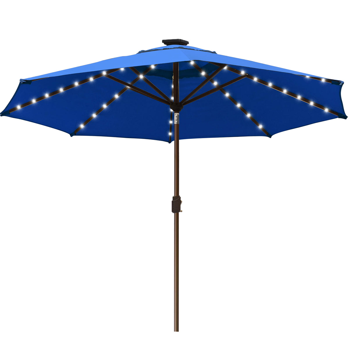 EliteShade Sunbrella Solar Umbrellas 9ft Market Umbrella with 80 LED Lights Patio Umbrellas Outdoor Table Umbrella with Ventilation and 5 Years Non-Fading Top,Ruby