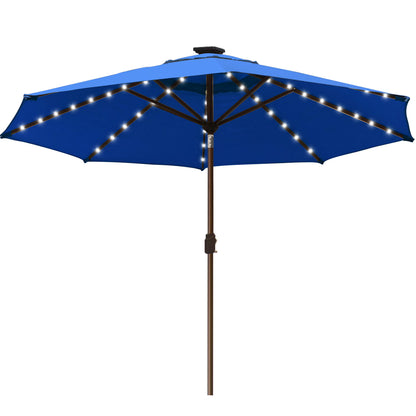 EliteShade Sunbrella Solar Umbrellas 9ft Market Umbrella with 80 LED Lights Patio Umbrellas Outdoor Table Umbrella with Ventilation and 5 Years Non-Fading Top,Ruby