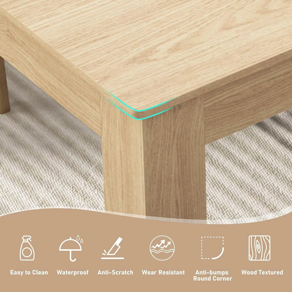 ChVans Large Mobile Extendable Dining Table for 6-8, Modern Wood Kitchen Table Rectangular Table for Dining Room, Living Room
