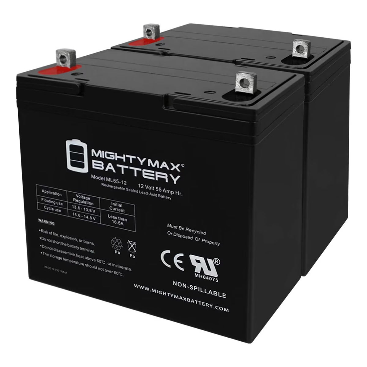 12V 55Ah Power Boat Pontoon Electric Trolling Motor Deep Cycle Battery