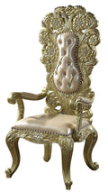 Acme Cabriole Arm Chair (Set-2) Light Gold Synthetic Leather & Gold Finish Indoor Dining Room Furniture