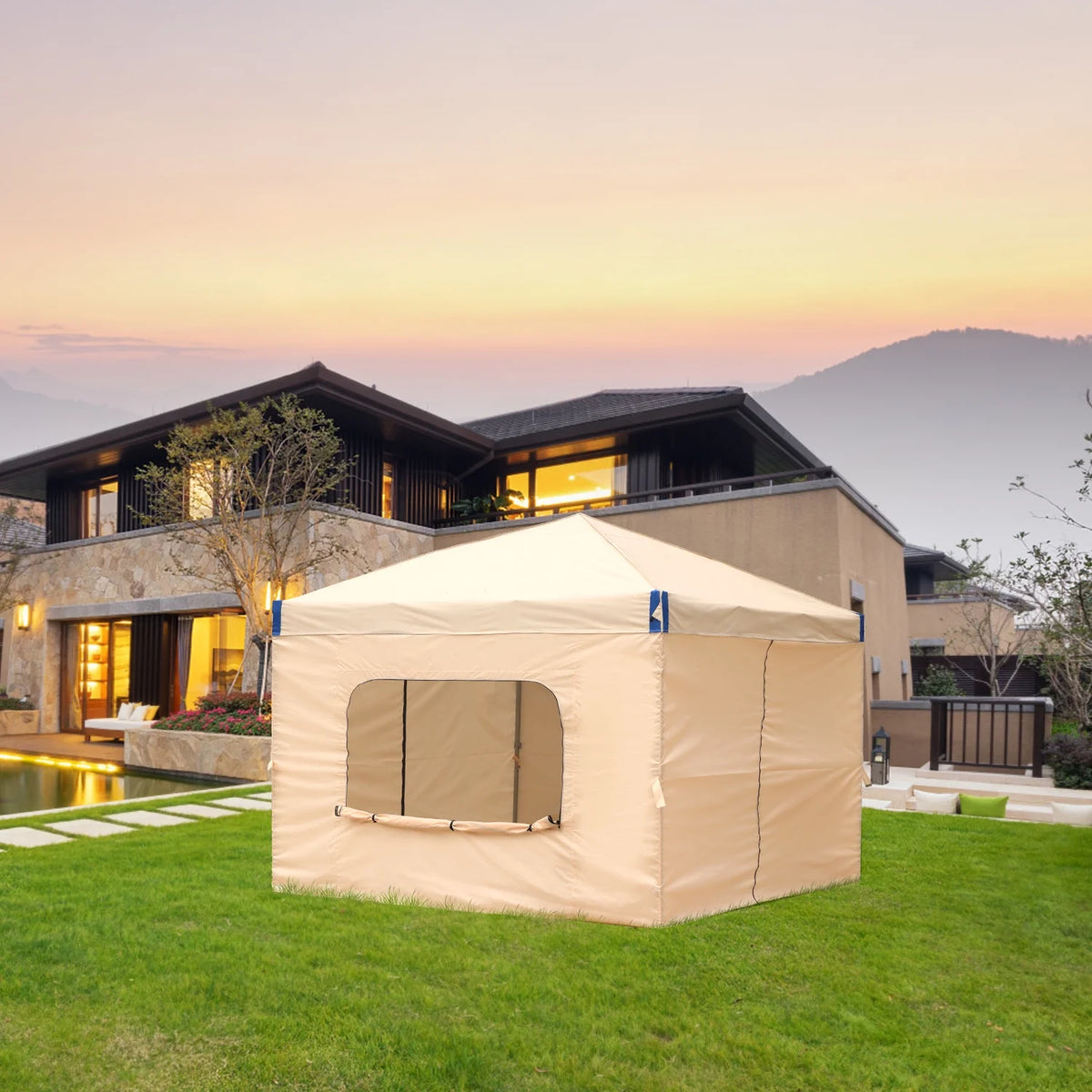 Aoodor Pop Up Canopy Tent with Removable Mesh Window Sidewalls, Portable Instant Shade Canopy with Roller Bag