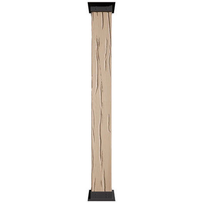Ekena Millwork 6"W x 5'H Sand Blasted Endurathane Faux Wood Non-Tapered Square Column Wrap with Faux Iron Capital & Base