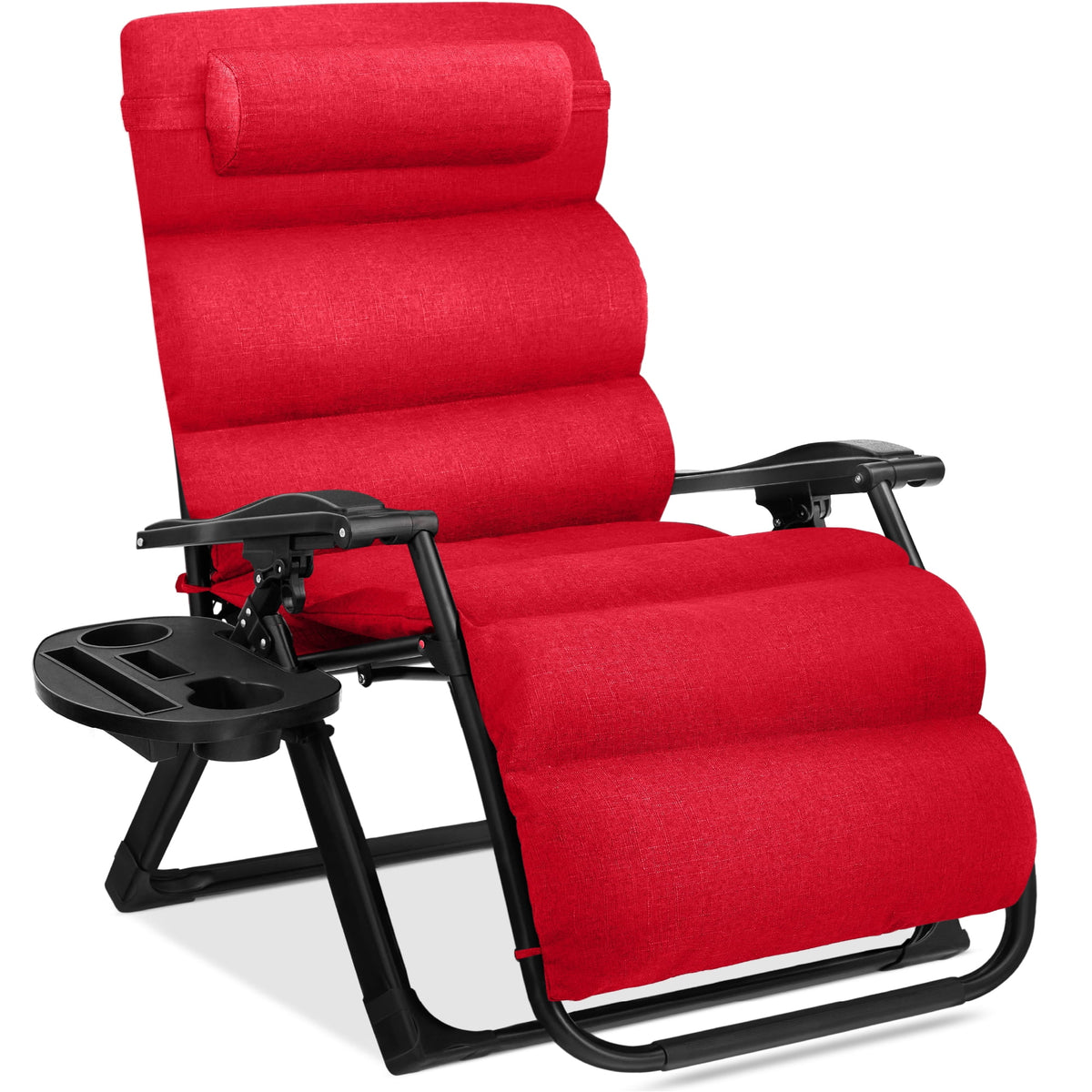 Best Choice Products Oversized Zero Gravity Chair, Folding Recliner w/ Removable Cushion, Side Tray - Fossil Gray