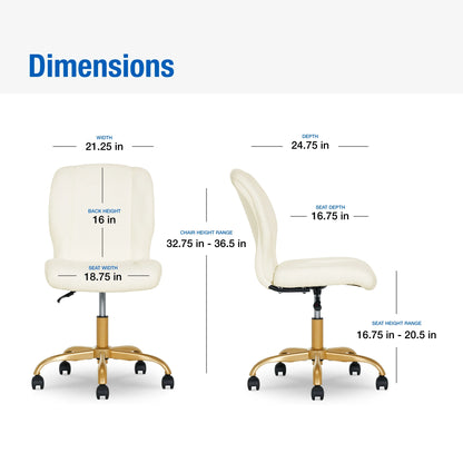 Mainstays Boucl�� Armless Office Chair for Adults and Teens, Cream