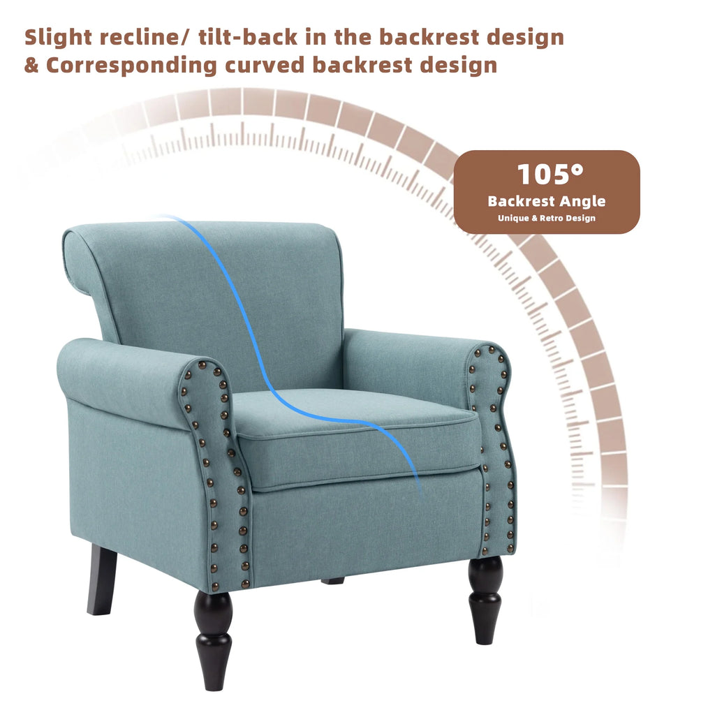 DREAMSIDEA Accent Chairs Upholstered Pattern Morden Armchair Comfy Linen Fabric Single Sofa for Living Room, Pattern White