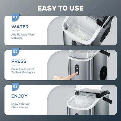 Auseo Nugget Ice Maker Countertop,  Ready in 6 Mins ,35Lbs Each  day with Self-Cleaning,Portable Sonic  Ice Machine  for Home/Office/Bar, Black
