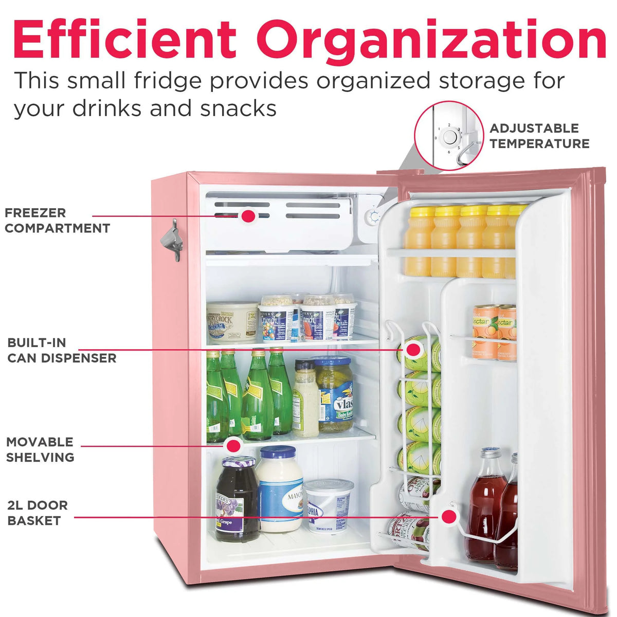 Frigidaire EFR376-C-PINK 3.2-Cu.-Ft. 65-Watt Retro Bar Fridge with Side Bottle Opener (Pink)