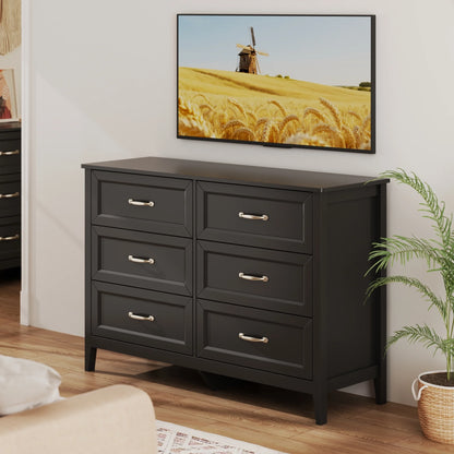 White Dresser, Lofka 6 Drawer Dresser for Bedroom, Chests of Drawers for Living Room, White?? Brown