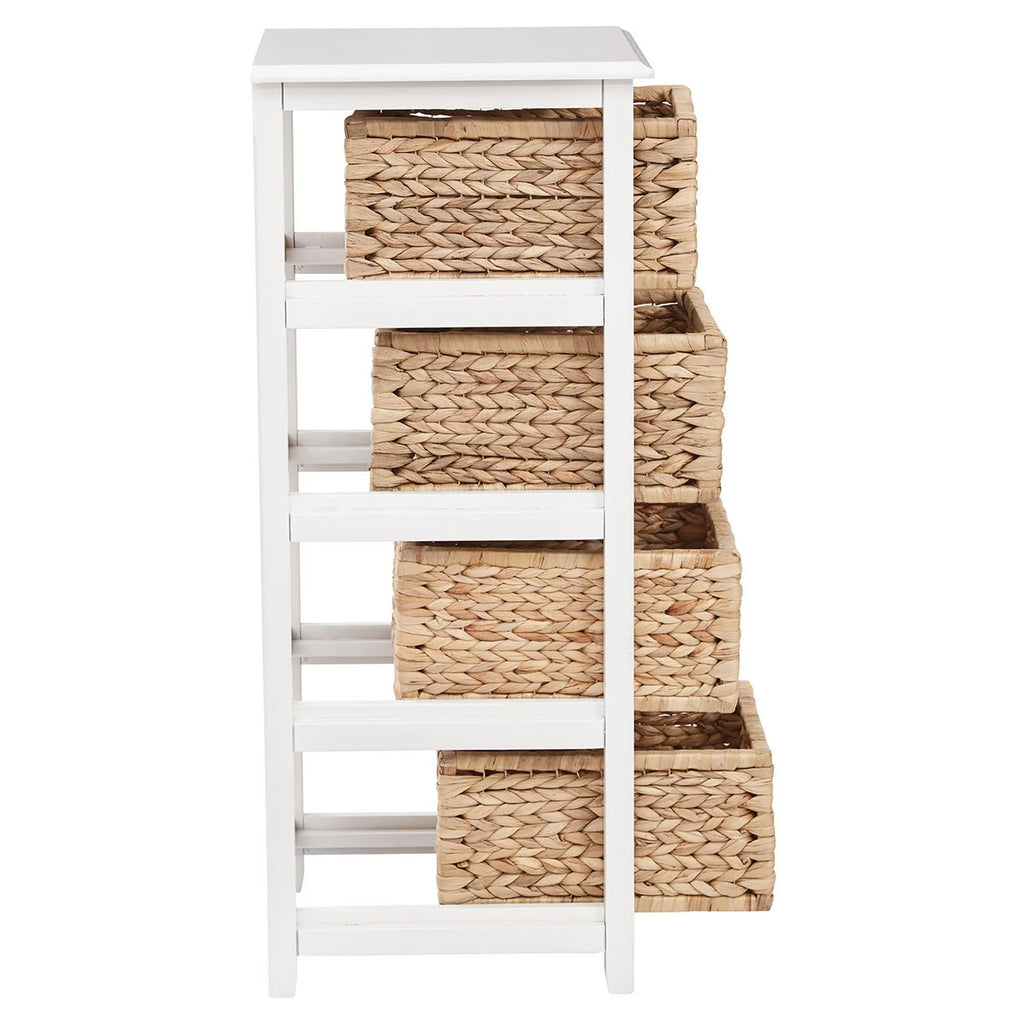 OSP Home Furnishings Seabrook Four-Tier Storage Unit With Espresso Finish and Natural Baskets
