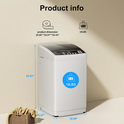 TABU Portable Washer and Dryer Set, 19LBS Portable Washing Machine & 13LBS Compact Dryer (White)
