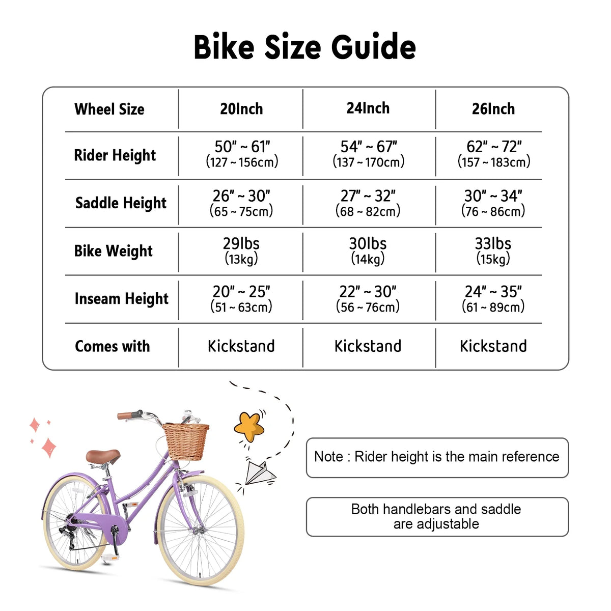 Glerc Missy 24" Girls Cruiser Bike 6-Speed Women's Hybird Bicycle for Ages 7-11 Years, Mint Green