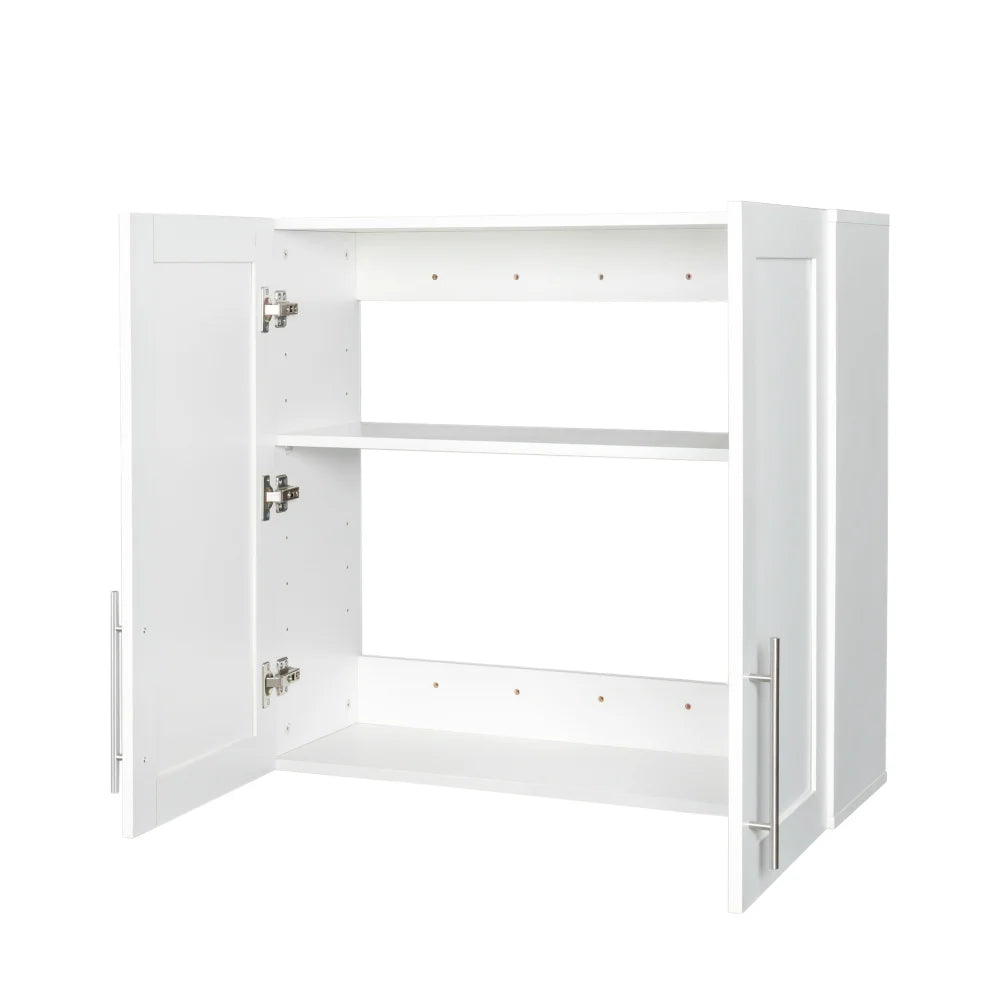 Stackable Wall Cabinet,Hanging Wall Mount Storage Cabinet with Adjustable Shelves and Doors,Sideboard Buffet Cupboard,Console Table,White Wood Finish,11.81 "D x 31.50"W x 29.92 "H