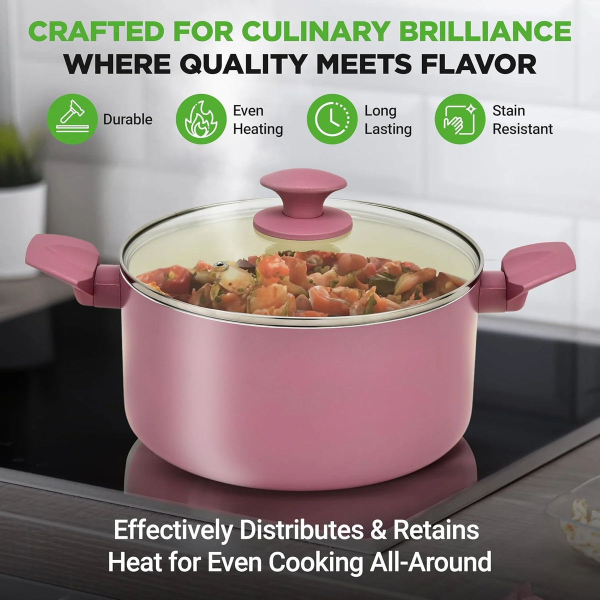 54-Piece Kitchen Cookware Set �C Complete Non-Stick Ceramic Pots and Pans Set with Utensils, Bakeware, and Knife Set, Gas, Electric & Induction Compatible, Blush Pink Kitchen Essentials