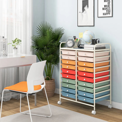 Gymax Office Rolling Cart 20 Storage Drawers Scrapbook Paper Studio Organizer Mutlicolor