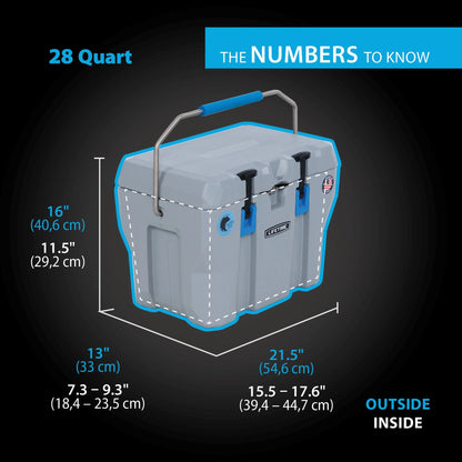 Lifetime 28 qt Bear-Resistant Camping Cooler, Premium High Performance, Ice Retention, Hard Cooler, 20 Can Capacity, Boulder Gray (91289)