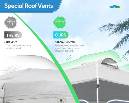 Quictent 10x10 Pop up Canopy TentPortable Instant Shelter with Vent, Ez up Canopy with Reflective Top and Fluorescent Rope