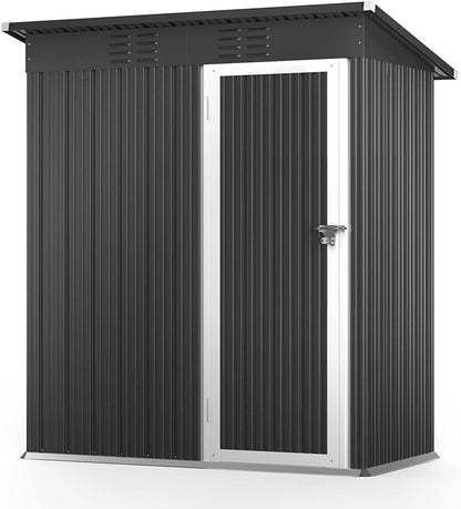 5' x 3' Outdoor Storage Shed, Metal Outdoor Storage Cabinet with Single Lockable Door, Waterproof Tool Shed,Gray