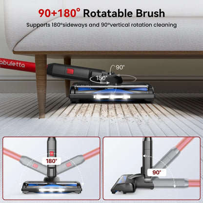 Lazyswan Cordless Vacuum Cleaner 35KPA Self-Standing Stick Vacuum 50min 400W Vac for Home Pet Hair Car Carpet Hardwood Floor, Black