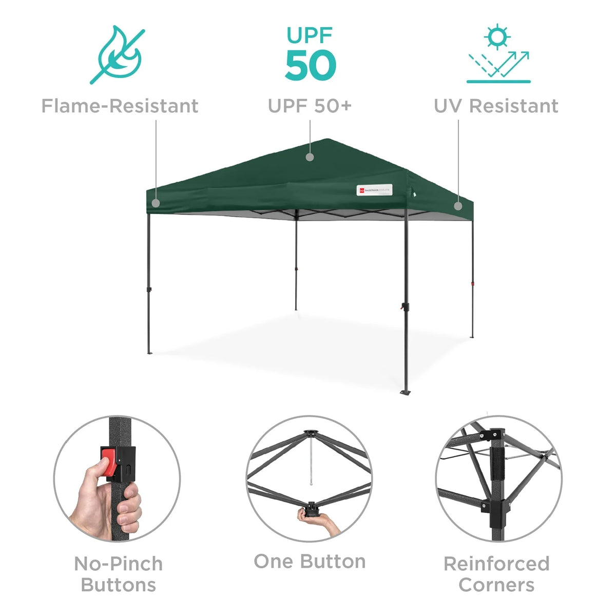 Best Choice Products 12x12ft Easy Setup Pop Up Canopy w/ 1-Button Setup, Wheeled Case, 4 Weight Bags - Navy Blue