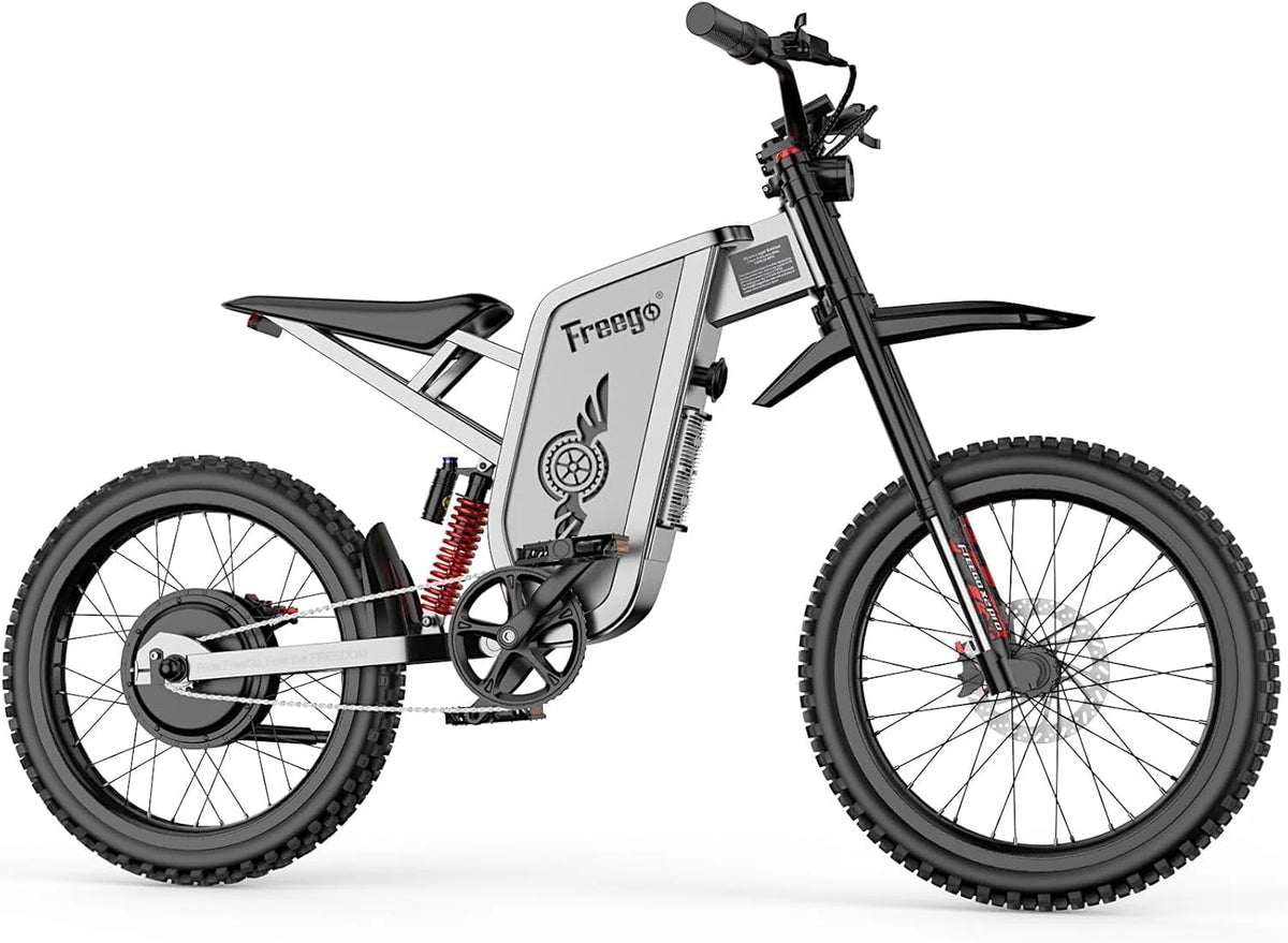 50MPH Freego X2Pro Electric Motorcycle for Adults 6000W(Peak) Motor 60V 30Ah Battery Electric Bicycle Full Suspension Ebike