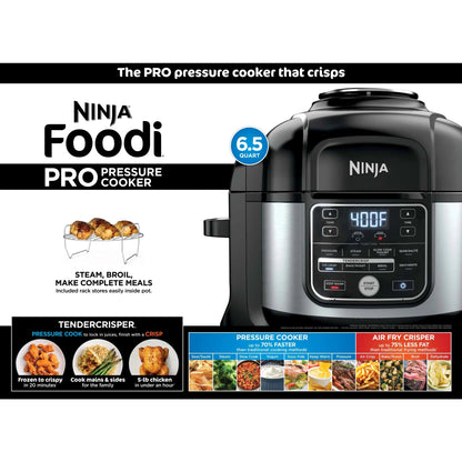 Ninja Foodi 10-in-1 Multi-Cooker, 6.5 Quart, Pressure Cooker & Air Fryer, Stainless Steel, OS300