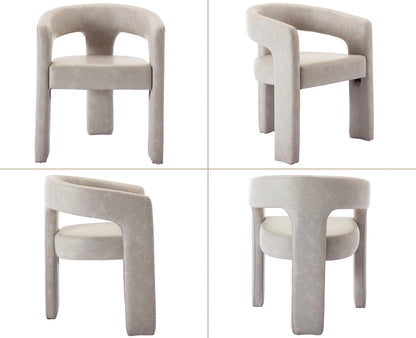 Guyou Modern Sherpa Upholstered Dining Chair, Cute Barrel Side Armchair Kitchen Chair with Armrests and Back for Living Room Dining Room Bedroom, Green