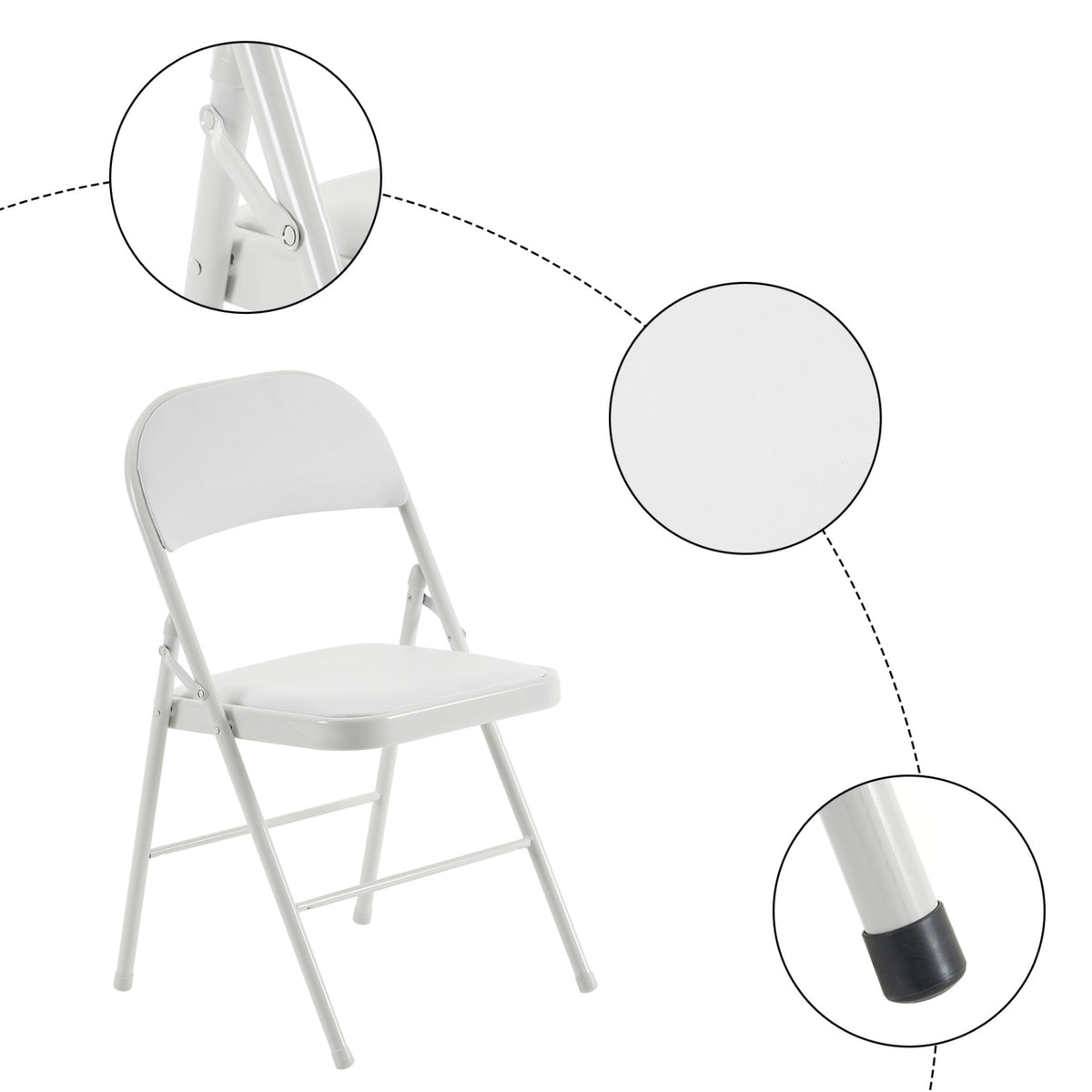 6 Pack Gray Folding Chairs with Padded Seats, Portable Stackable Foldable Chairs for Indoor & Outdoor, Commercial Seat with Metal Frame for Events Office Wedding Party, 330lbs Capacity