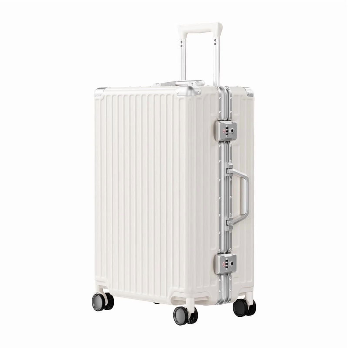 Luggage Aluminium Frame PC ABS Hardshell Suitcase with Spinner Wheels TSA Lock Zipperless Luggage 28 inch Silver